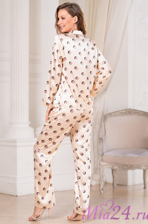 Комплект домашний женский с брюками Mia-Mella "Julia" 7076 ванильный горох