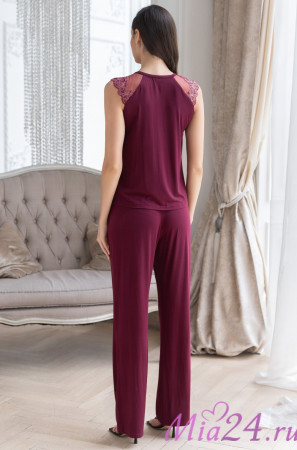 Комплект домашний женский с брюками Mia-Amore Nuar 6242 бордо