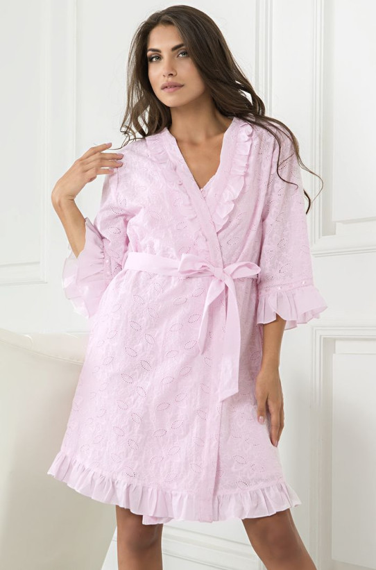 Халат женский из хлопка Mia-Mella "Karolina" 6043 розовый