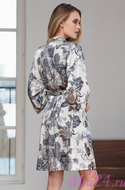 Халат шелковый Mia Amore "Letual" 3433 молочный