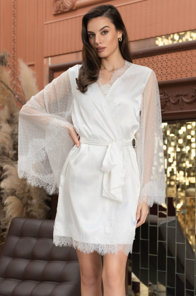 Халат женский короткий шелковый Mia-Amore "Windsor" 3883 белый