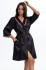Халат короткий женский Valensia 3263 'Mia-Amore' - шелк70%, черный, с цветочной вышивкой 
