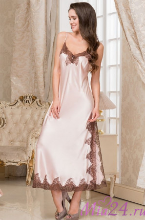 Сорочка шелковая длинная Mia-Amore "Marilin" 3104 пудровый