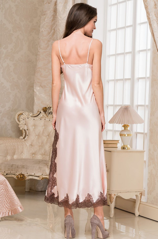 Сорочка шелковая длинная Mia-Amore "Marilin" 3104 пудровый