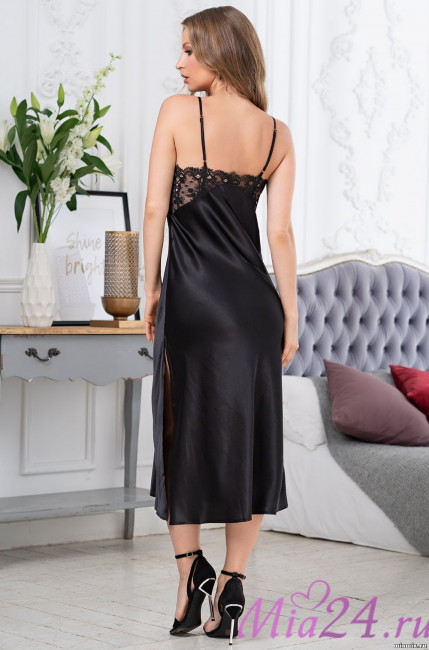 Сорочка длинная шелковая Mia-Amore "Edita" 3678 черный Сорочка длинная шелковая Mia-Amore "Edita" 3678 черный