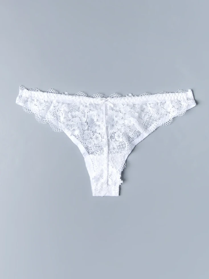 Трусы-бразильяна женские Sielei Wonder Lace 2457 - кружевные, белые 
