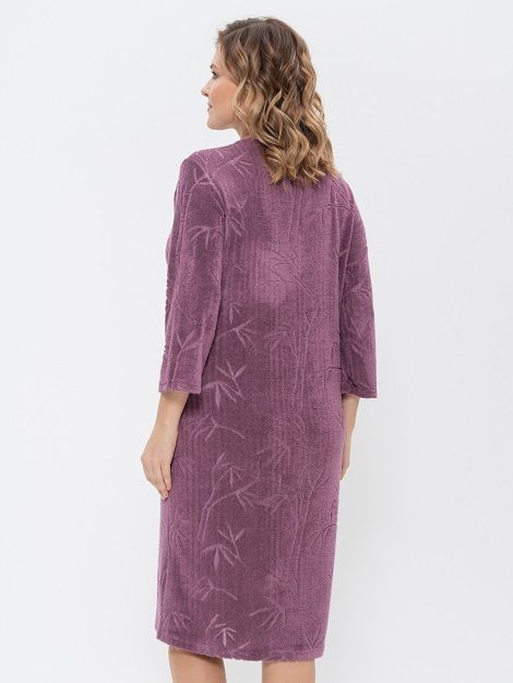  Халат женский на пуговицах "Cleo" 1213 сливовый