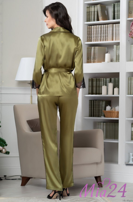 Комплект-тройка домашний шелковый Mia-Amore "Olivia" 3645 оливковый