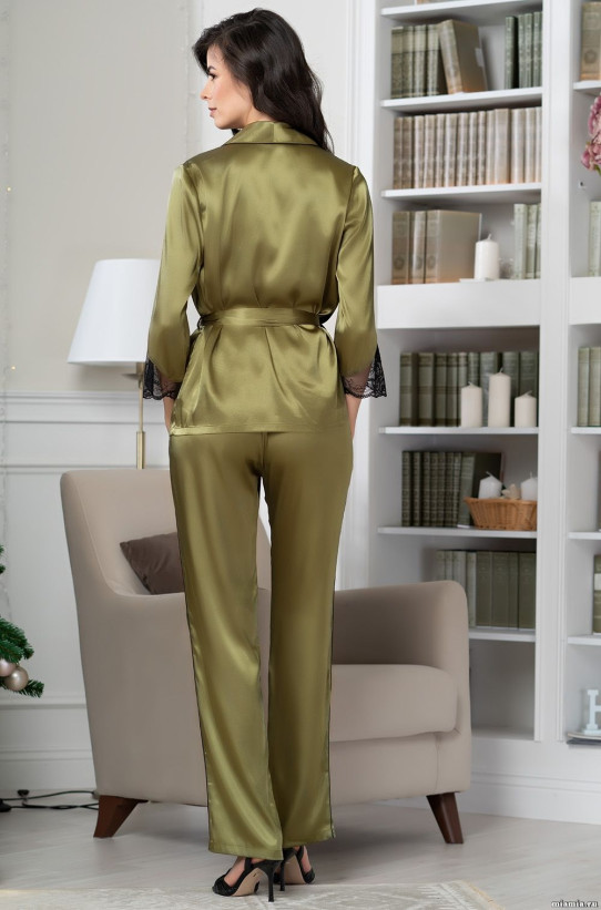 Комплект-тройка домашний шелковый Mia-Amore "Olivia" 3645 оливковый