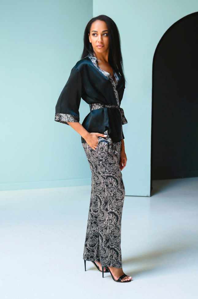 Комплект домашний женский шелковый с брюками Mia-Mia "Vanda"15188