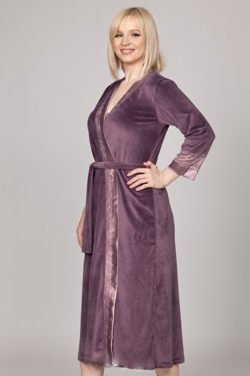 Халат велюровый женский Весталия 3774 инжир