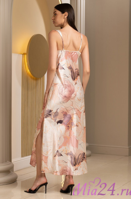 Сорочка длинная женская Peony 4218 'Mia-Amore' - с отрезными чашками, регулируемыми бретелями и разрезом 