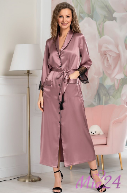 Халат на пуговицах длинный шелковый Mia-Amore "Olivia" 3649 античная роза Халат на пуговицах длинный шелковый Mia-Amore "Olivia" 3649 античная роза