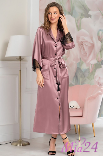 Халат на пуговицах длинный шелковый Mia-Amore "Olivia" 3649 античная роза Халат на пуговицах длинный шелковый Mia-Amore "Olivia" 3649 античная роза