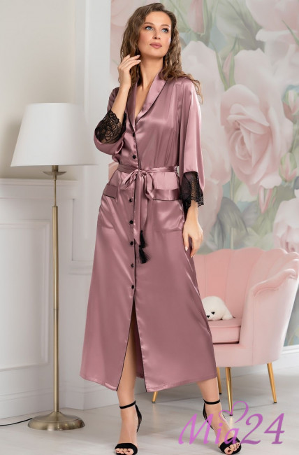 Халат на пуговицах длинный шелковый Mia-Amore "Olivia" 3649 античная роза Халат на пуговицах длинный шелковый Mia-Amore "Olivia" 3649 античная роза