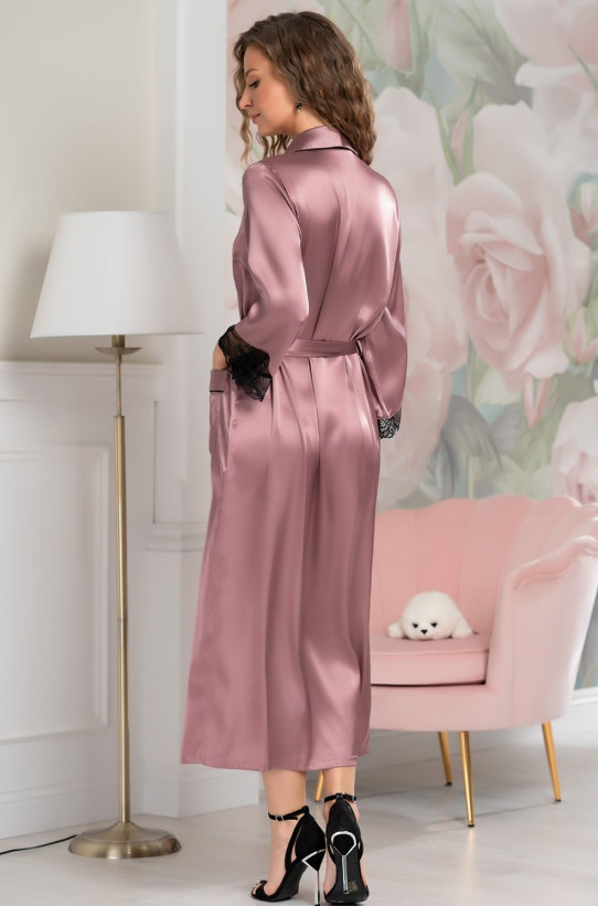 Халат на пуговицах длинный шелковый Mia-Amore "Olivia" 3649 античная роза