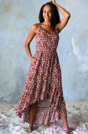 Платье домашнее женское из вискозы Mia-Mia "Nina" 16456 красный 