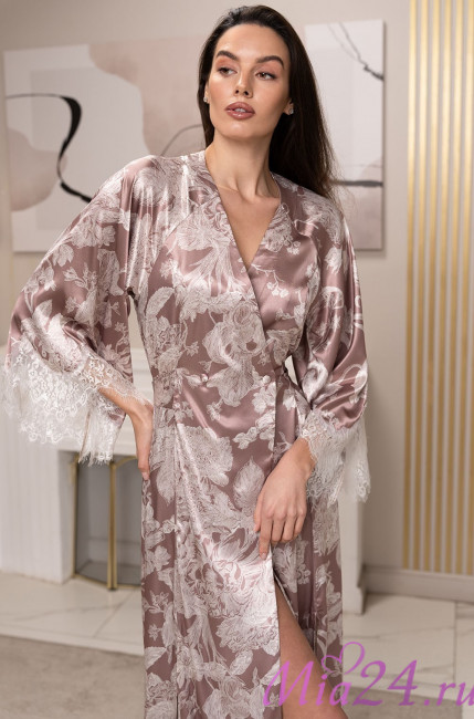 Халат женский длинный шелковая Mia-Amore "Ninelle" 4259 латте Халат женский длинный шелковая Mia-Amore "Ninelle" 4259 латте