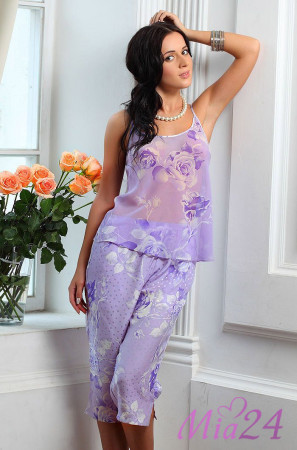 Пижама шелковая Mia-Mia "Violetta" 5762 сиреневый Пижама шелковая Mia-Mia "Violetta" 5762 сиреневый