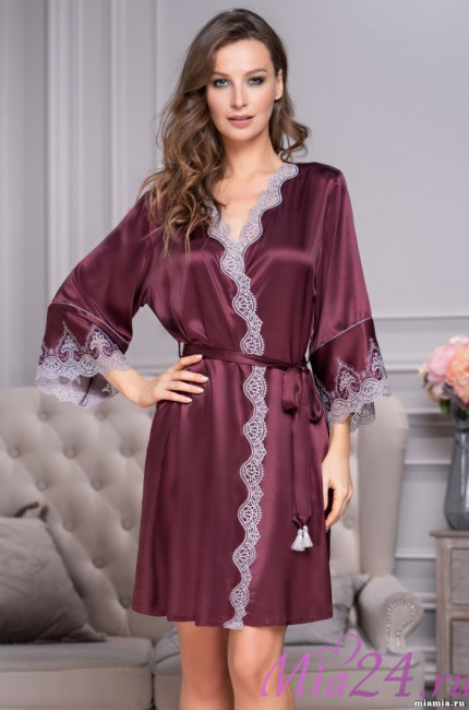 Халат женский шелковый Mia-Amore "Laura" 3293 бордо Халат женский шелковый Mia-Amore "Laura" 3293 бордо