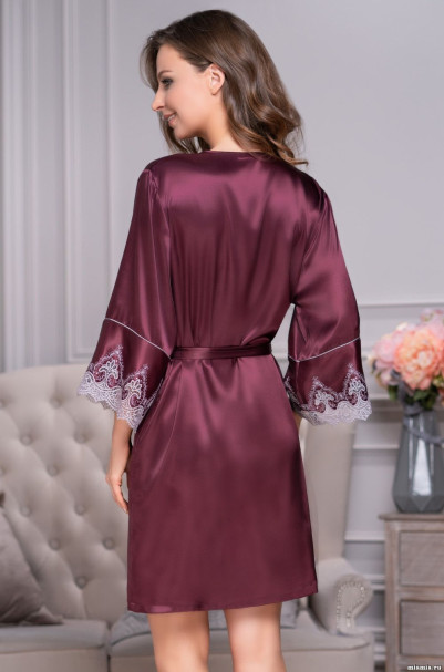 Халат женский шелковый Mia-Amore "Laura" 3293 бордо 