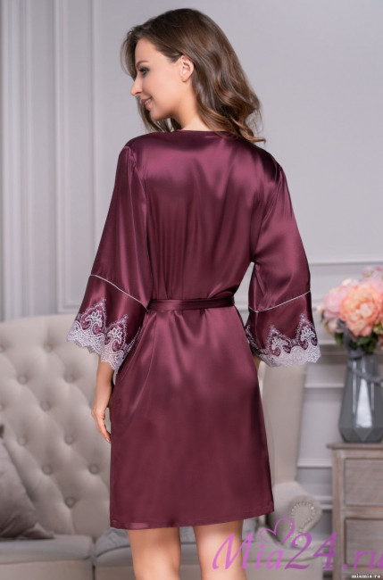 Халат женский шелковый Mia-Amore "Laura" 3293 бордо Халат женский шелковый Mia-Amore "Laura" 3293 бордо