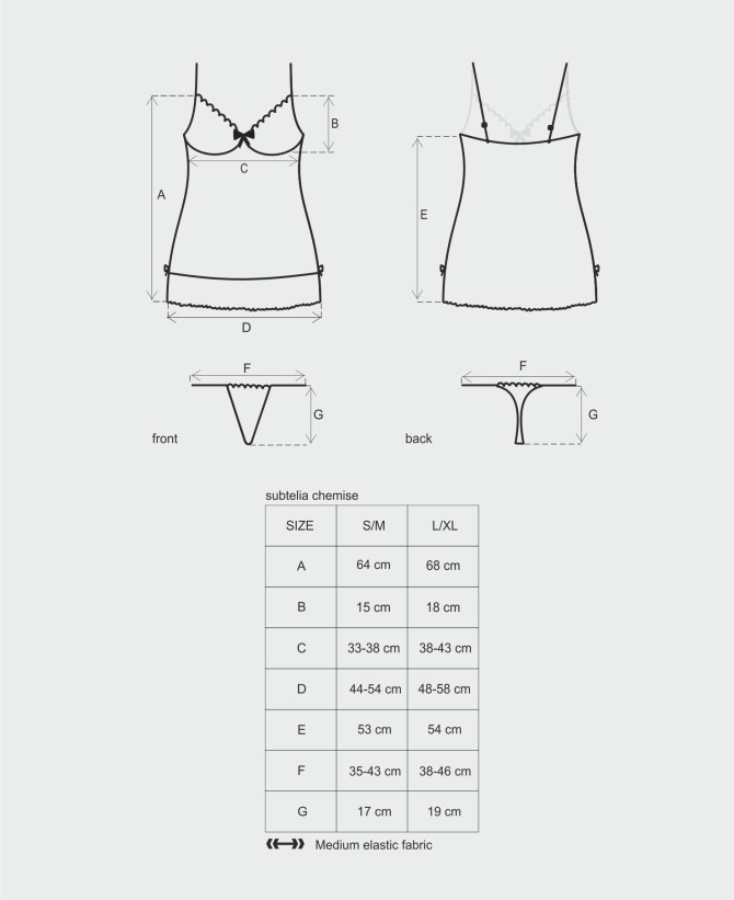 Сорочка прозрачная с трусиками Obsessive "Subtelia" черная