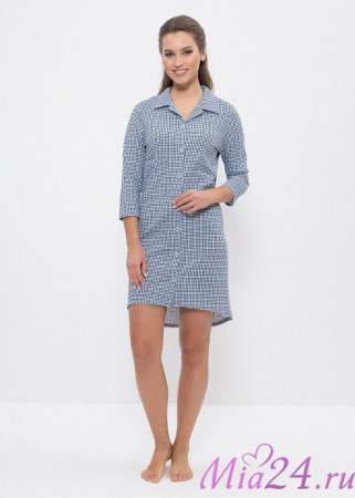 895 Халат на пуговицах "Cleo" клетка