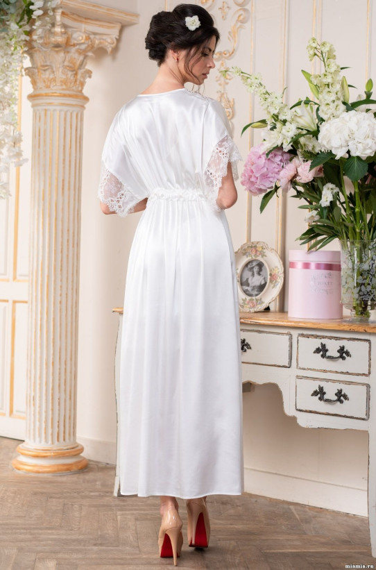 Пеньюар шелковый длинный Mia-Amore "Edita" 3679 белый