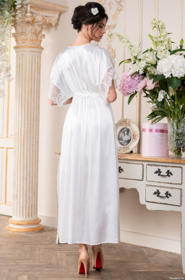 Пеньюар шелковый длинный Mia-Amore "Edita" 3679 белый