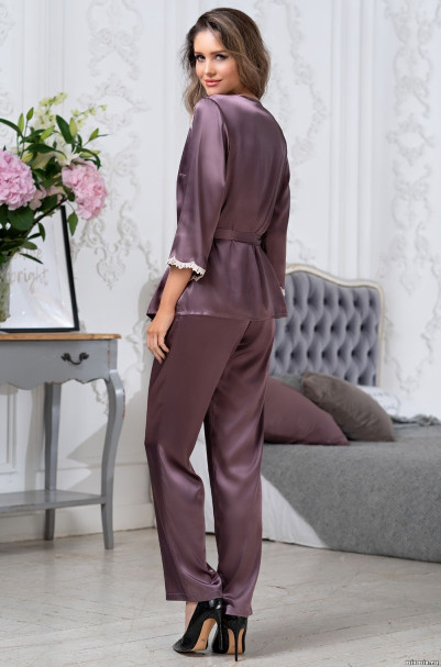 Комплект-тройка шелковый женский Mia-Amore "Brigitte" 3686 сливовый 