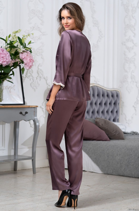 Комплект-тройка шелковый женский Mia-Amore "Brigitte" 3686 сливовый 