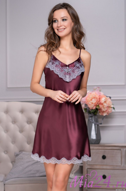 Сорочка женская шелковая Mia-Amore "Laura" 3290 бордо 