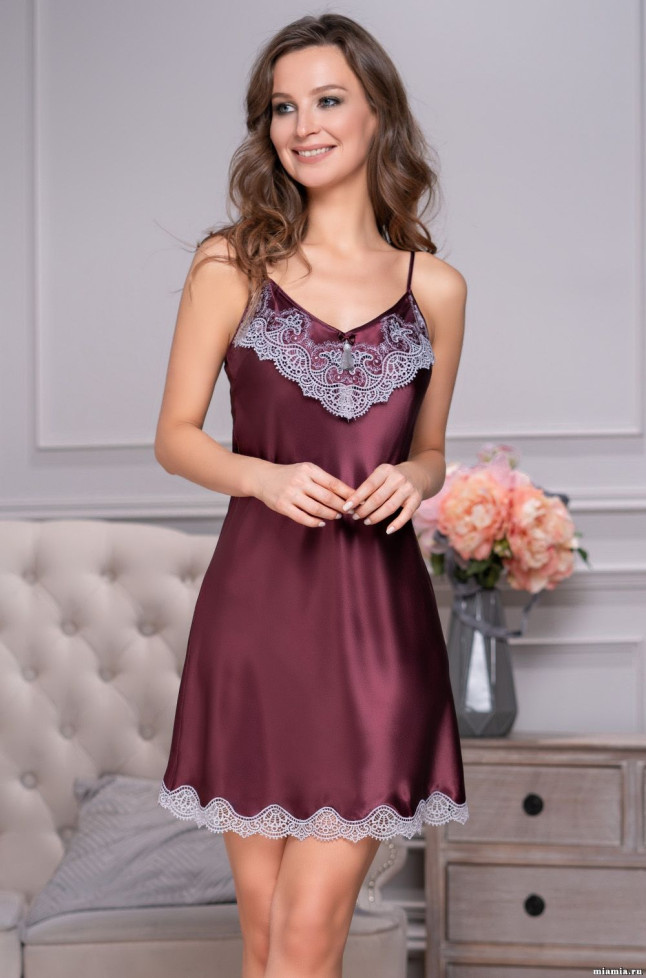 Сорочка женская шелковая Mia-Amore "Laura" 3290 бордо 