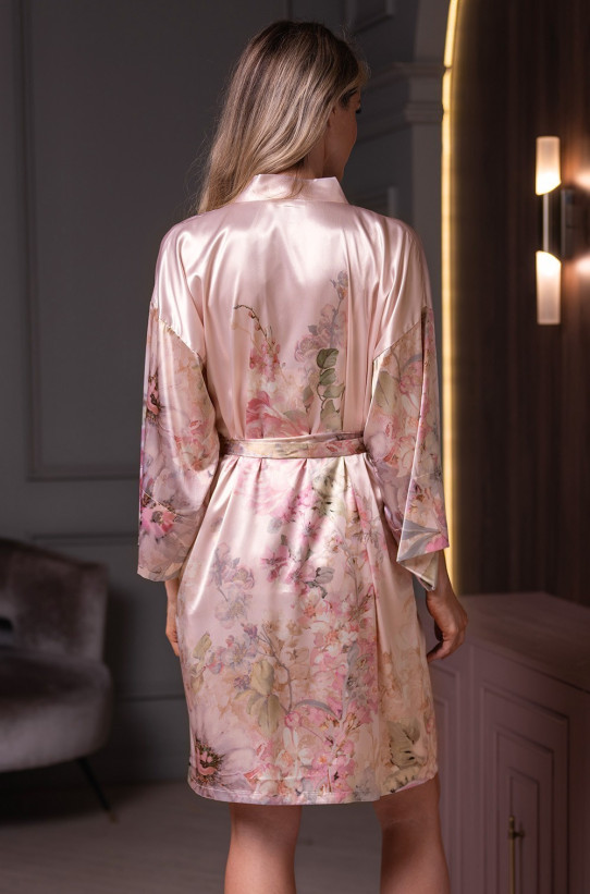 Халат короткий запашной женский Adagio 4533 'Mia-Amore' - шелковый 