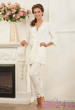 Пижама женская из флиса "Cleo" 718  молочный