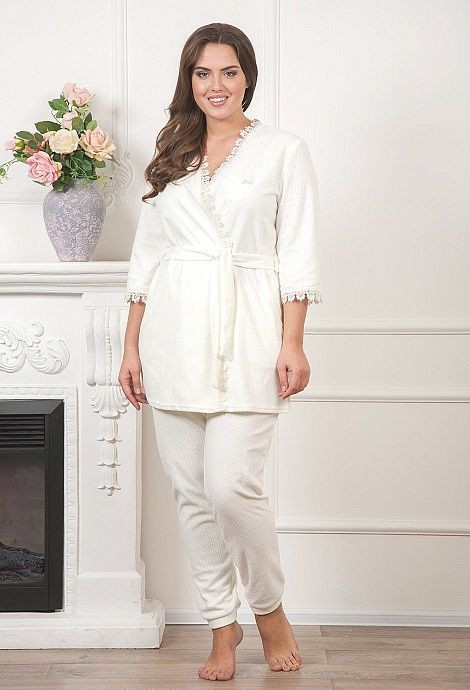 Пижама женская из флиса "Cleo" 718  молочный