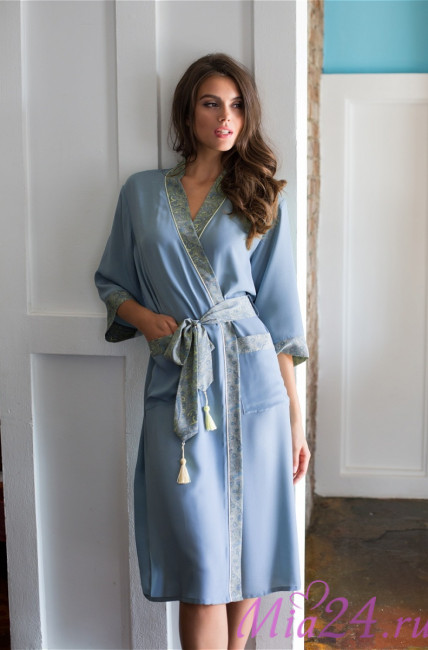 Халат женский из крепа Mia-Mia "Olivia" 17429 голубой