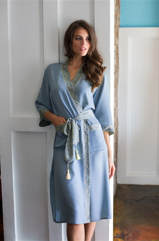 Халат женский из крепа Mia-Mia "Olivia" 17429 голубой