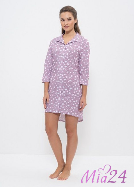 895 Халат на пуговицах "Cleo" бордо/белый 895 Халат на пуговицах "Cleo" бордо/белый