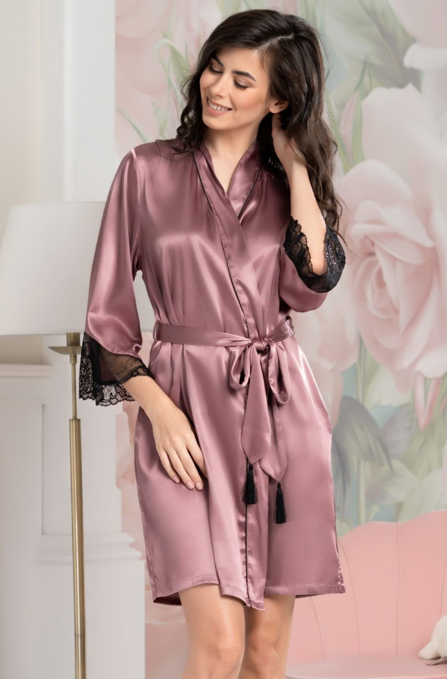 Халат шелковый Mia-Amore "Olivia" 3643 античная роза