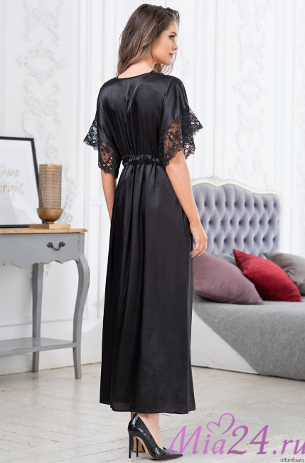 Пеньюар шелковый длинный Mia-Amore "Edita" 3679 черный Пеньюар шелковый длинный Mia-Amore "Edita" 3679 черный