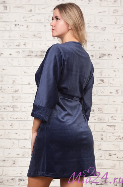 Халат велюровый женский Весталия 3784 синий 