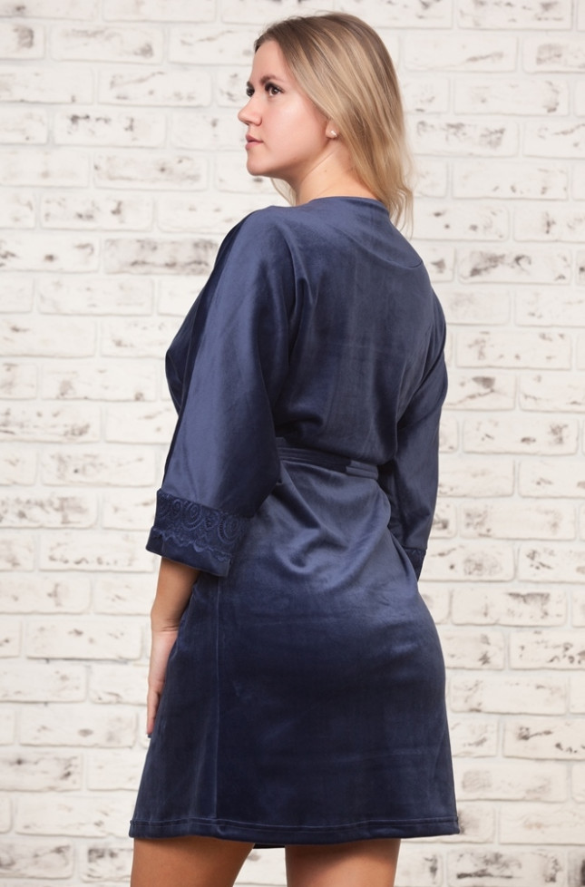 Халат велюровый женский Весталия 3784 синий 
