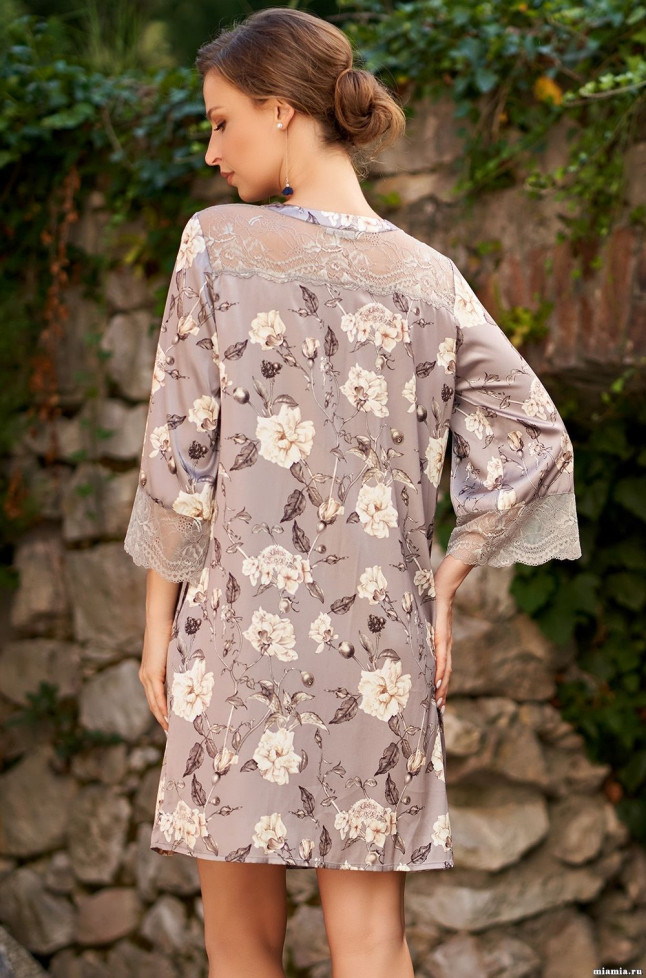 Халат шелковый на пуговицах Mia Amore "Gracia" 3587