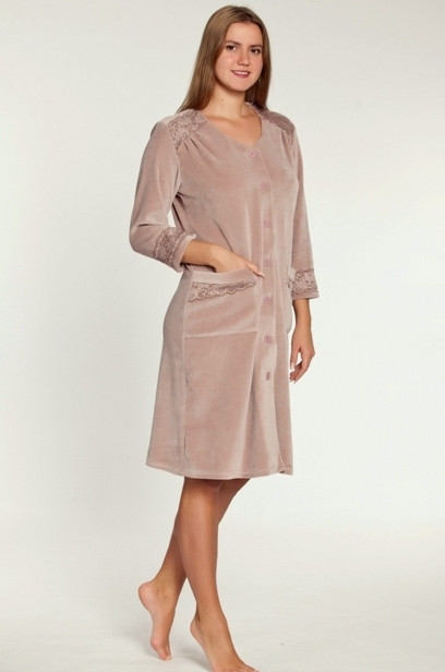 Халат велюровый женский Весталия 3781 кофейный