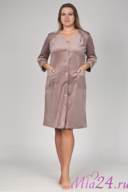 Халат велюровый женский Весталия 3781 кофейный Халат велюровый женский Весталия 3781 кофейный