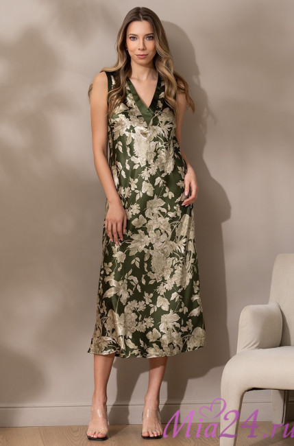 Сорочка длинная женская шелковая Mia-Amore "Vittoria" 5155 темный хаки Сорочка длинная женская шелковая Mia-Amore "Vittoria" 5155 темный хаки