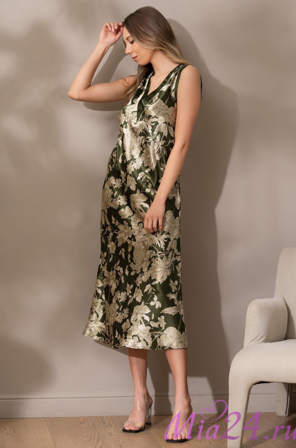 Сорочка длинная женская шелковая Mia-Amore "Vittoria" 5155 темный хаки Сорочка длинная женская шелковая Mia-Amore "Vittoria" 5155 темный хаки