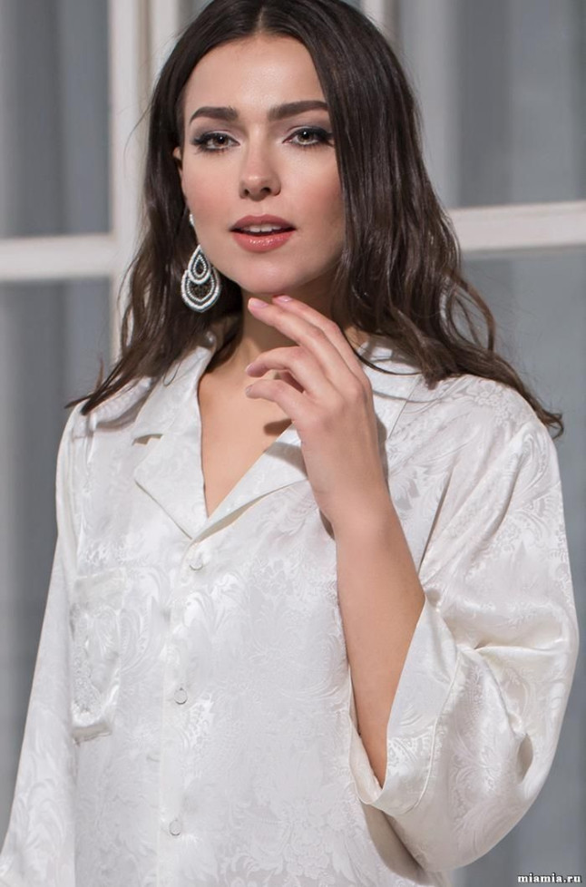 3157 Халат-рубашка шелковая "Albina"